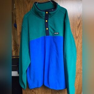 Men 's Lands' End Kelly Green and Royal Blue Fleece Top